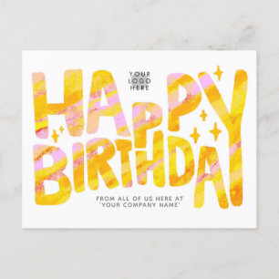 Logo Yellow Fun Crayon Handgeschreven Birthday Briefkaart