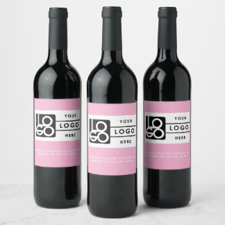 Logo Zakelijk Bedrijfs Minimaal Roze Wijn Etiket