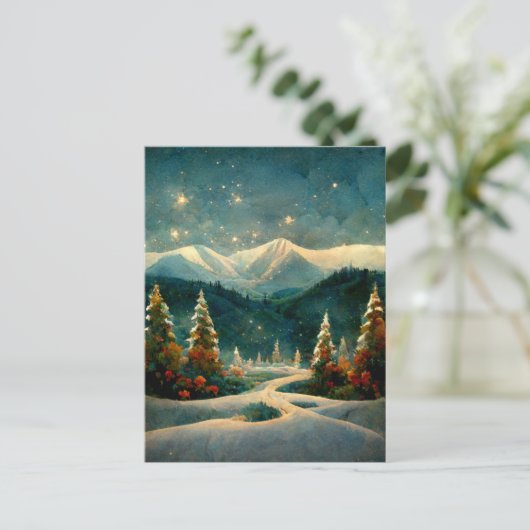 Logo Zakelijk Kerst Landschap Wenskaart Briefkaart (Staand voorkant)