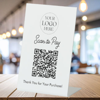 Logo Zakelijk Scannen Om Te Betalen QR Code Tafel Reclamebord Met Voetstuk