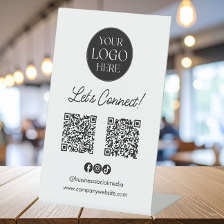 Logo Zakelijk Sociaal Media QR Code Tafel Signaal Reclamebord Met Voetstuk