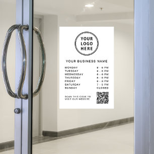 Logo Zakelijke uren QR-code Wit Raamsticker