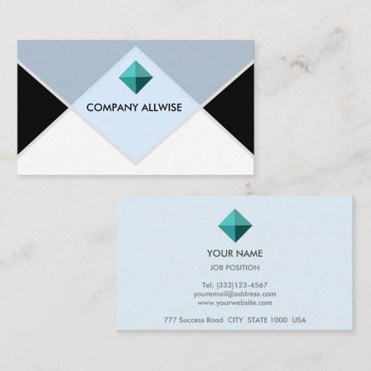 Logo, zwart en licht blauw Visitekaartje (Voorkant / Achterkant)