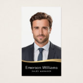 Logo zwart faux golden wave Foto logo QR code Visitekaartje (Voorkant)