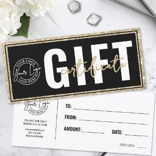Logo Zwart Goud Glitter Zakelijk Cadeaubon