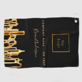 Logo zwart goud stad skyline zakelijk onroerend go golfhanddoek (Horizontaal)