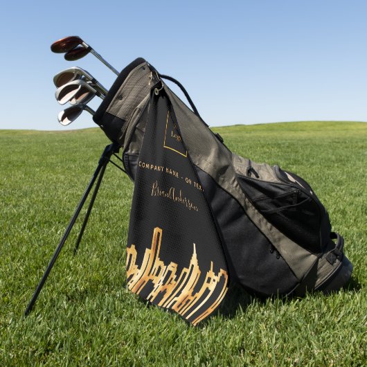 Logo zwart goud stad skyline zakelijk onroerend go golfhanddoek (Groen)