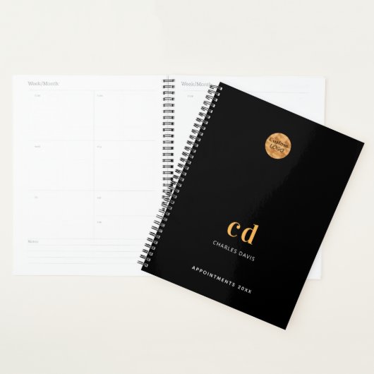 Logo zwart goudmonogram initiaal planner (Display)
