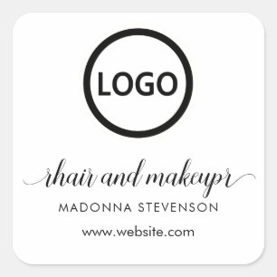 Logo Zwart Wit Eenvoudige Typografie Haarmake-up S Vierkante Sticker