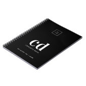 Logo zwart wit monogram initiaal bedrijf notitieboek (Linkerzijde)