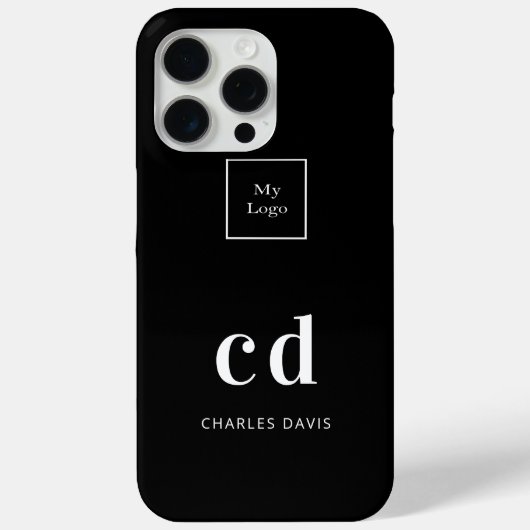 Logo zwart-wit monogram initiaal Case-Mate iPhone case (Achterkant)