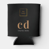 Logo zwarte goudmonogram blikjeskoeler (Voorkant)