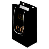 Logo zwarte goudmonogram initialen winkelen klein cadeauzakje (Voorkant Gekanteld)