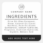 Logo zwarte witte lijst van ingrediënten vierkante sticker (Voorkant)