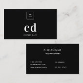 Logo zwarte witte monogram initialen minimalistisc visitekaartje (Voorkant / Achterkant)