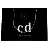 Logo zwarte witte monogram initialen winkelen groot cadeauzakje (Voorkant)