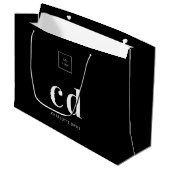 Logo zwarte witte monogram initialen winkelen groot cadeauzakje (Voorkant Gekanteld)