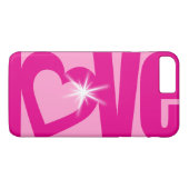 Loin rose brillant coque de coeur typographique (Dos (Horizontal))