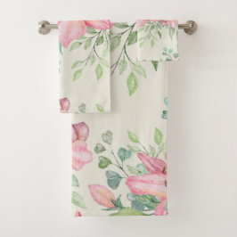 Loing roze Lily Flower Bath-handdoekset Bad Handdoek