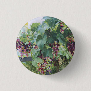 Loire Valley Wijngaard – Franse Druiven Schilderij Ronde Button 3,2 Cm