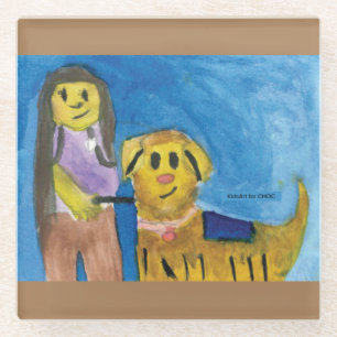 Lois the Therapy Dog - Kinder kunst voor CHOC Glazen Onderzetter