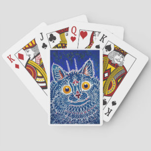 Lois Wain Blue Fractal Cat Pokerkaarten