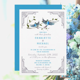 L'oiseau bleu du bonheur Faire-part de mariage