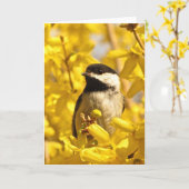 L'oiseau de Chickadee en jaune fleurit la carte (Fleur jaune)