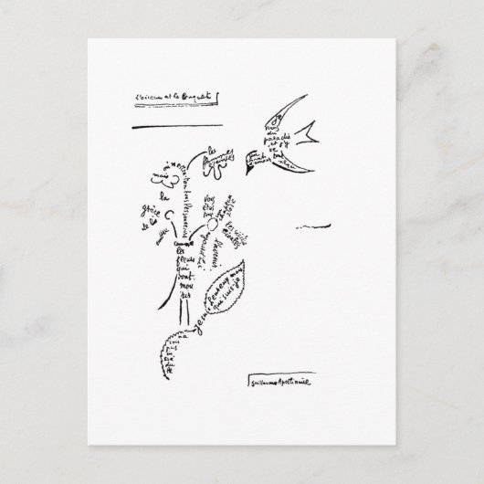 L'oiseau et le bouquet, door Apollinaire Briefkaart (Voorkant)
