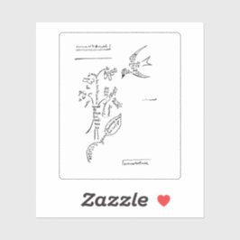 L'oiseau et le bouquet, door Apollinaire Sticker