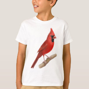 L'oiseau rouge cardinal du nord badine le T-shirt