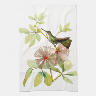 L'oiseau vintage de colibri fleurit la serviette