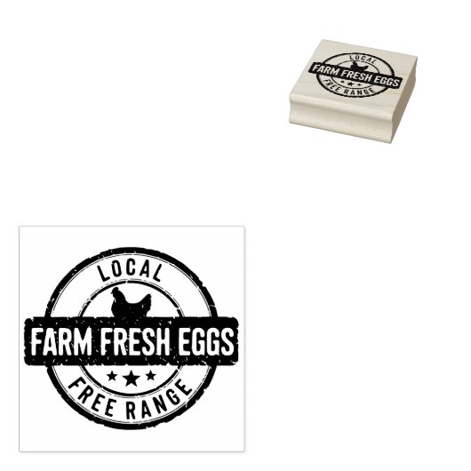 Lokaal Boerderij Fresh Free Range Eggs Stamp Rubberstempel (Gestempeld)