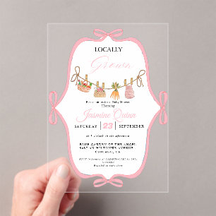 Lokaal gegroeid Meisje baby shower Baby strooien Acryl Uitnodigingen