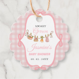 Lokaal gegroeid Roze meisjesbaby shower Baby stroo Bedankjes Labels