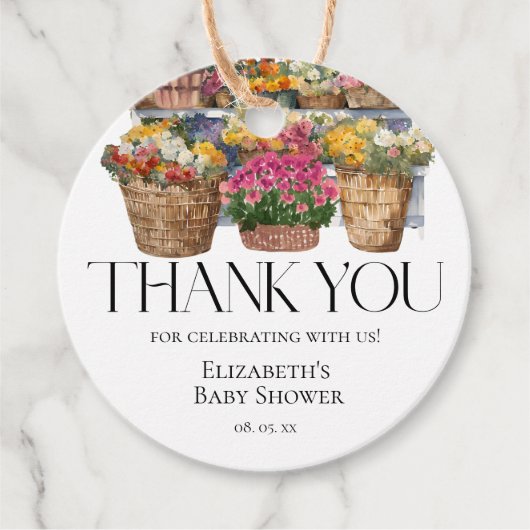 Lokaal Gegroeide Markt Bloemenwinkel Meisje Baby s Bedankjes Labels (Voorkant)