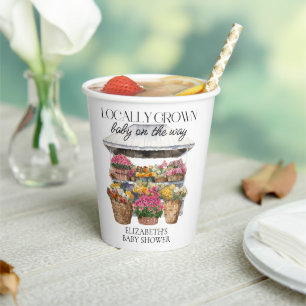 Lokaal Gegroeide Markt Bloemenwinkel Meisje Baby s Papieren Bekers