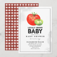 Lokaal gekweekt Baby shower Gingham Waterverf Invi