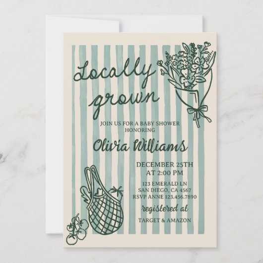 Lokaal gekweekt handgetrokken Baby shower Kaart (Voorkant)