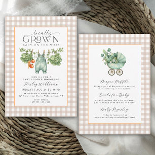 Lokaal Geproduceerde Neutrale Beige Gingham Baby S Kaart