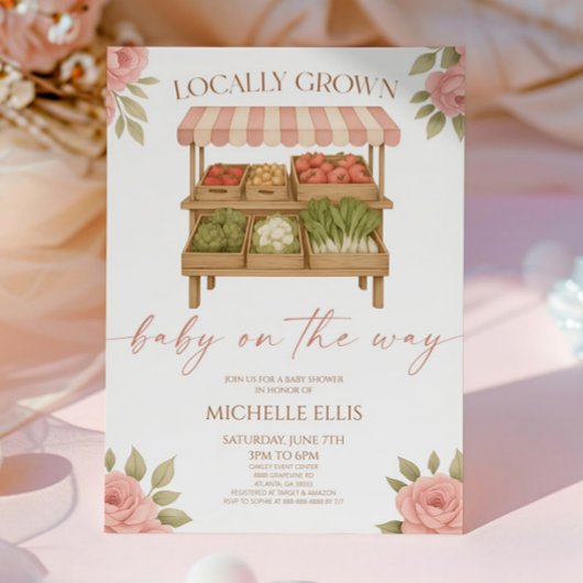 Lokaal geteeld Baby Farmer's Market Baby shower Kaart