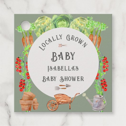 Lokaal geteeld Baby Sage Groen Baby shower Bedankjes Labels (Voorkant)