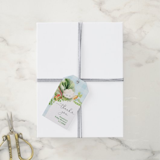 Lokaal geteeld baby shower blauw dank u label cadeaulabel (Met Touw)