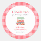 Lokaal geteeld Baby shower Dank u Ronde Sticker (Voorkant)