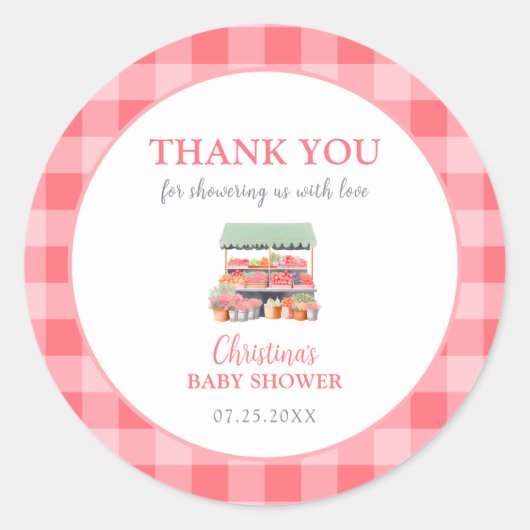 Lokaal geteeld Baby shower Dank u Ronde Sticker (Voorkant)