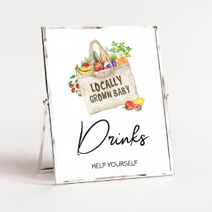 Lokaal geteeld Baby shower Drinken teken Poster