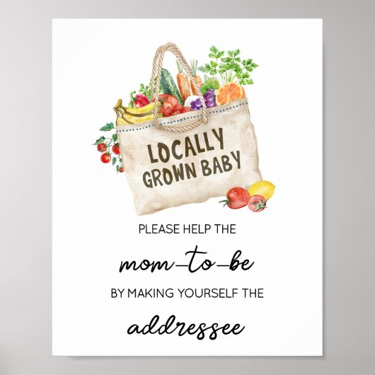 Lokaal geteeld Baby shower Envelope Station Sign Poster (Voorkant)