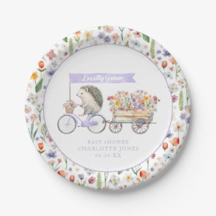 Lokaal geteeld Baby shower – Hedgehog Floral Borde Papieren Bordje