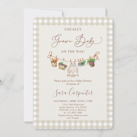 Lokaal geteeld Baby shower Kaart (Voorkant)