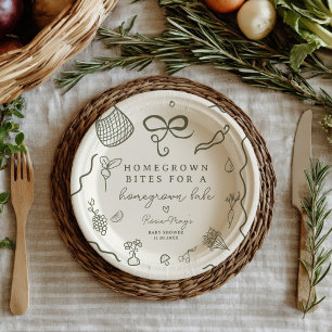 Lokaal geteeld Baby shower Rustic Farmer's Market Papieren Bordje